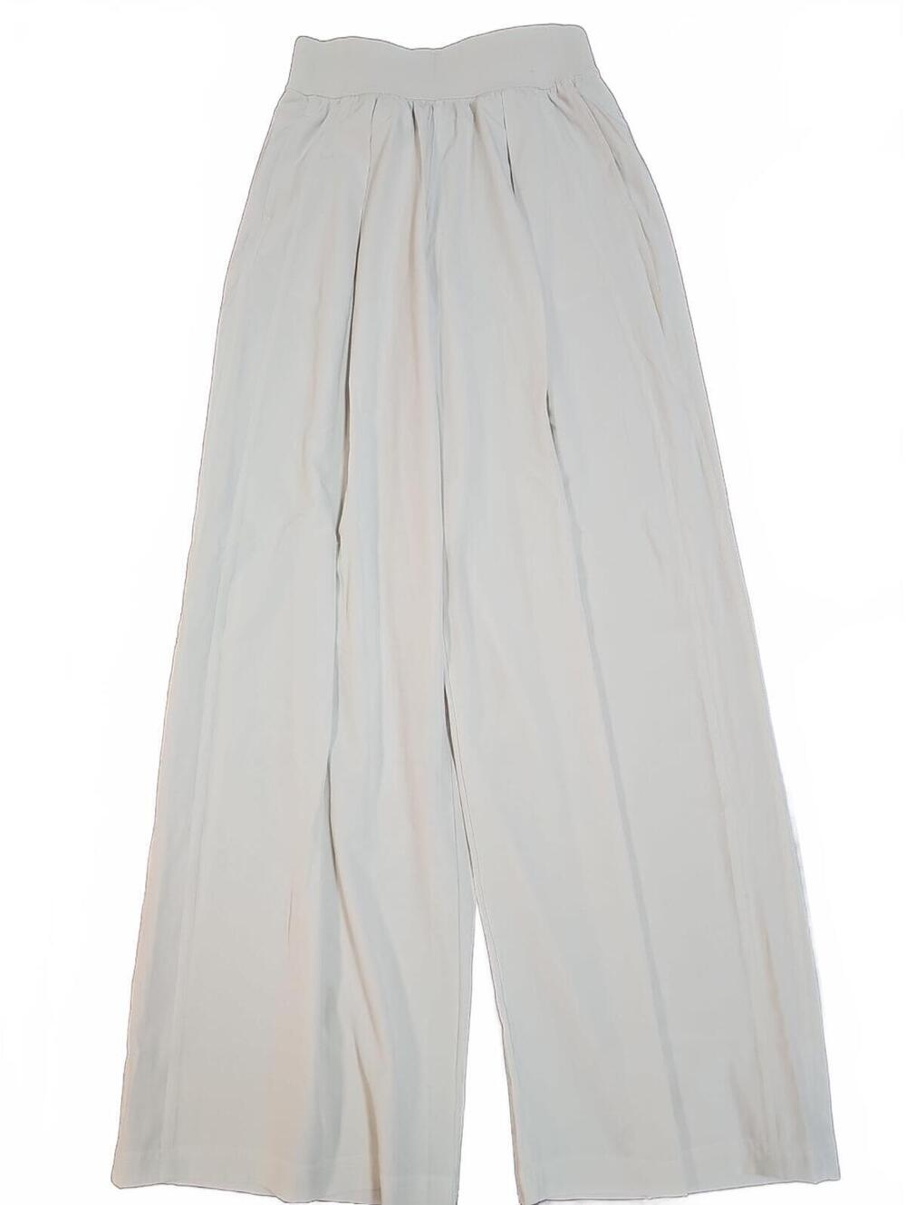 Unbranded Womens High Waisted Wide Leg Pleated Trousers Beige Cream Pants Size 4